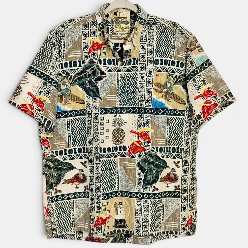 Reyn Spooner Mele Kalikimaka 1998 Pullover Aloha Shirt Size L Christmas Hawaii